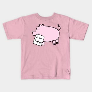 Pink Pig with Karen Meme Sign Kids T-Shirt